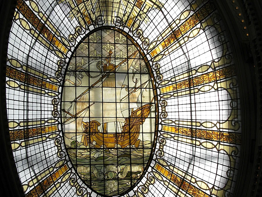 The stained-glass dome above The Rotunda